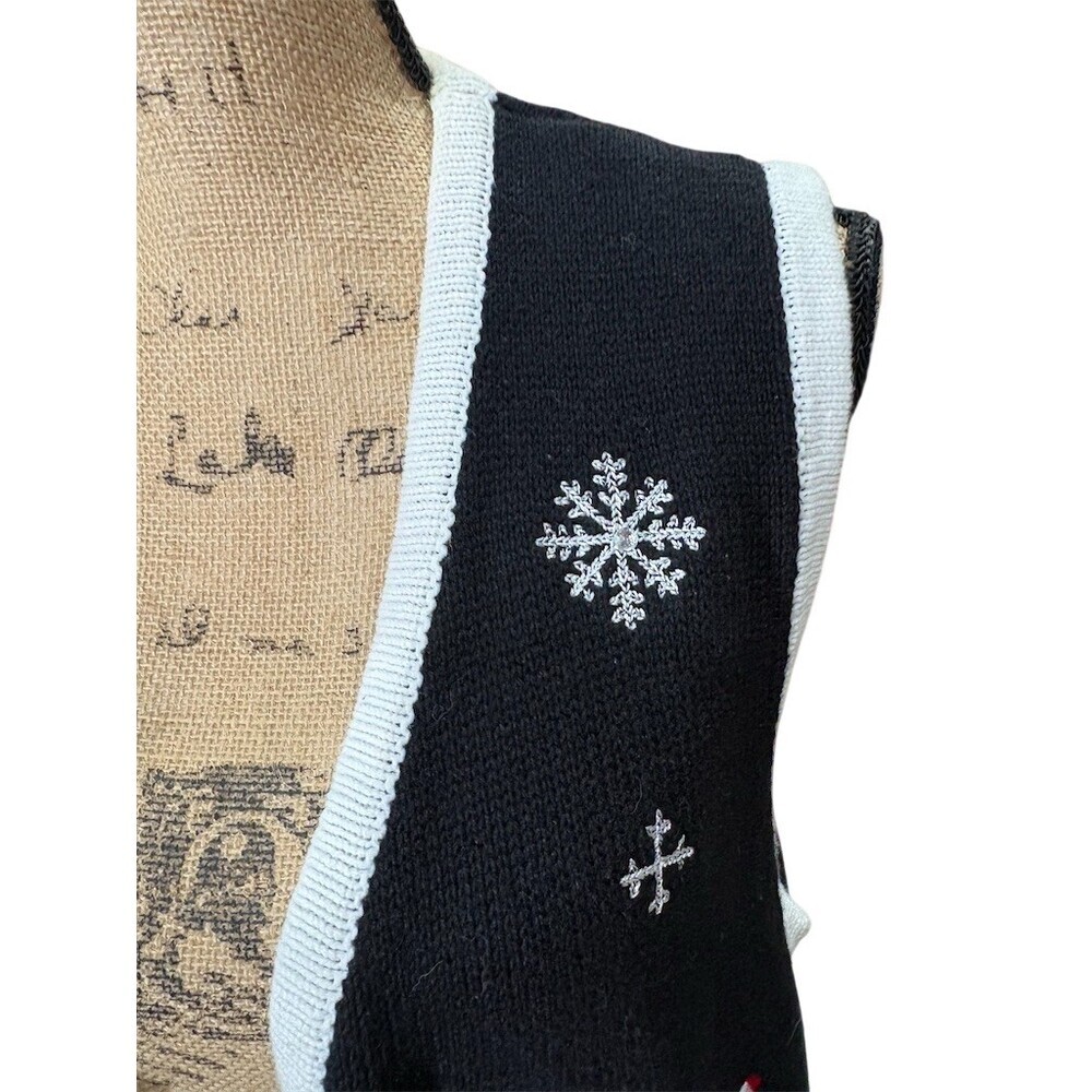 Holiday Editions Sweater Vest Womens 2XL Black Snowman Christmas Button - Picture 5 of 11